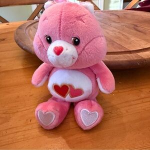 Vintage 2002 Care Bears Care A Lot Pink Bear Heart Plush Stuffed Animal Toy 8"